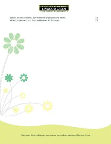 Green Daisy Accent Menu Page Two