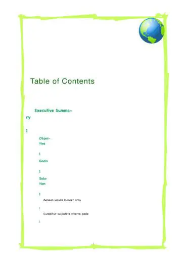 Green Globe Project Proposal TOC