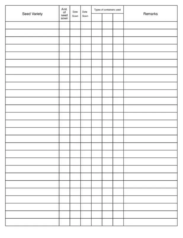 Greenhouse Seeding Log