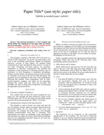 IEEE Conference Manuscript Paper title