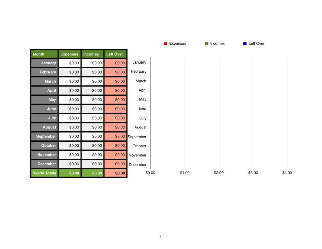 Income-to-Expense Monthly Log
