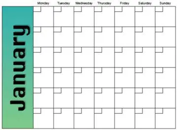 Landscape Monthly Calendar Set January