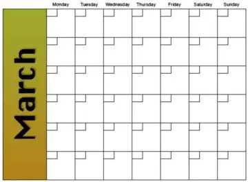 Landscape Monthly Calendar Set March