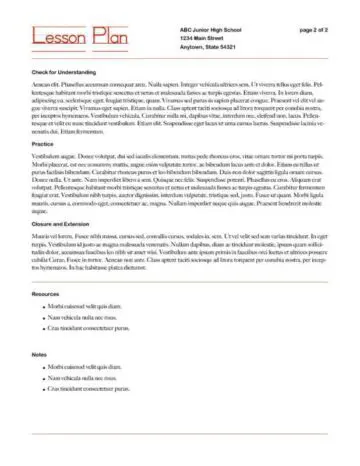 Lesson Plan Framework with Learning Strategies Page Two