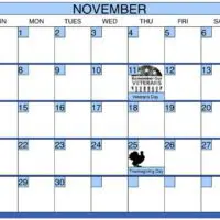 November Calendar with Blue Border