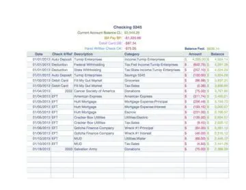 Personal Finance with Checking Log Account Details