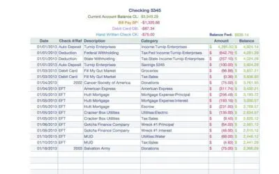Personal Finance with Checking Log