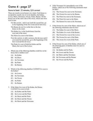 Practice LSAT Logic Games Questions