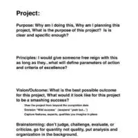 Project Management Worksheet Page One