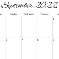 Calligraphy 2022-2023 Vertical Monthly Calendar Template for Numbers