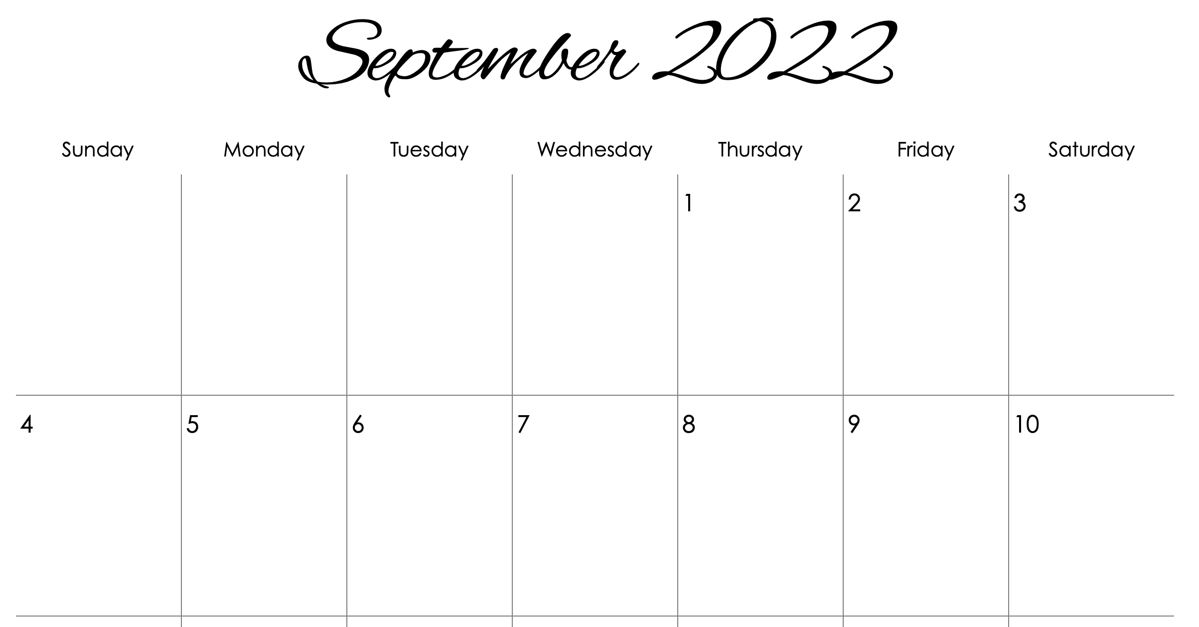 Calligraphy 2022-2023 Vertical Monthly Calendar Template for Numbers