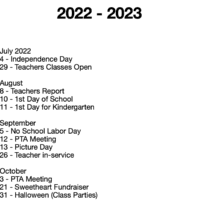 2022-2023 School Calendar with Center Notes