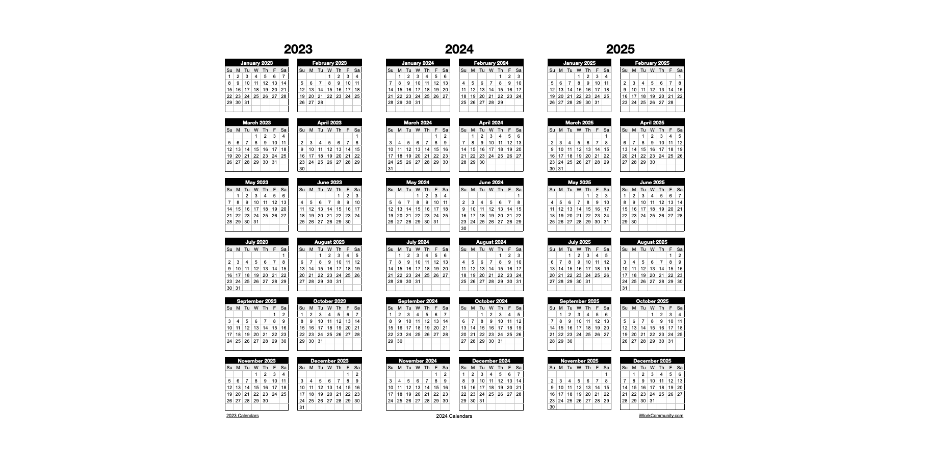 Landscape 2023-2025 Three Year Calendar