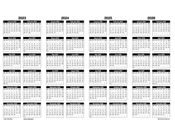 Landscape 2023-2026 Four Year Calendar
