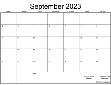 Horizontal 2023-2024 Monthly Calendar Template for Numbers