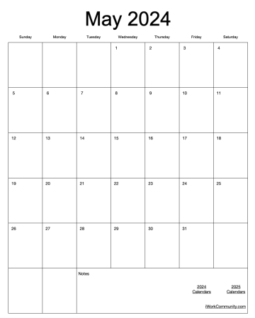 2024 Portrait Monthly Calendar Template