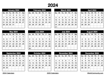 Landscape 2024 Yearly Calendar Template