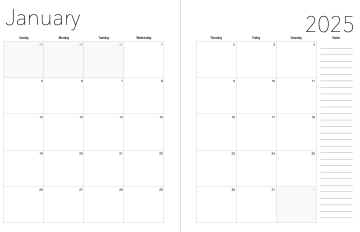 2025 2 Page Monthly Calendar Template for Pages • iWorkCommunity
