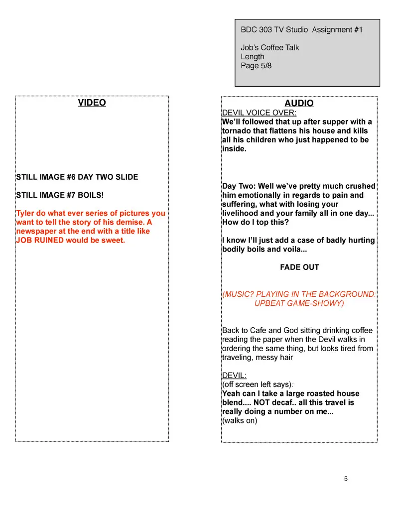 Script Format TV Ryerson University