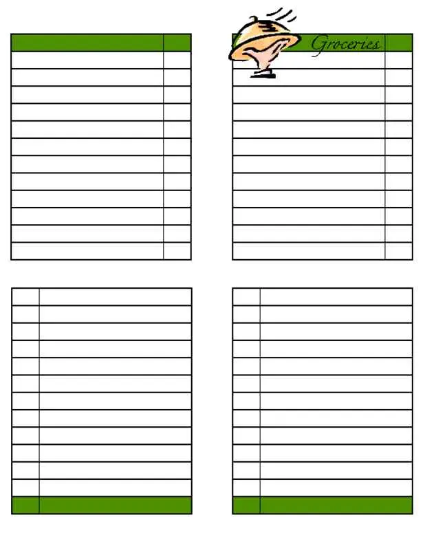 Set of Color-Coded Checklists Green