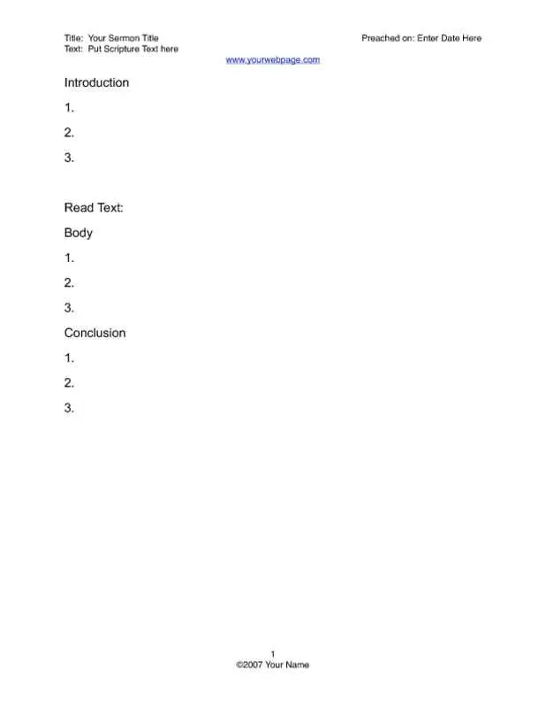 Simple Sermon Outline with Scripture Text
