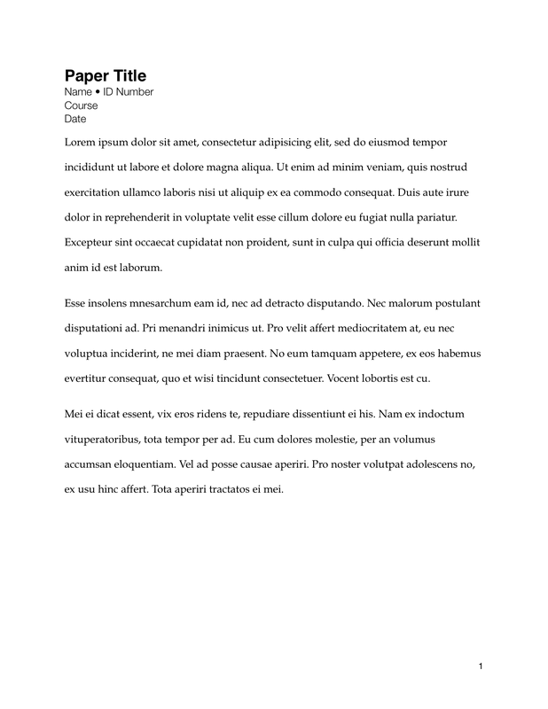 Simple Term Paper Layout First Page
