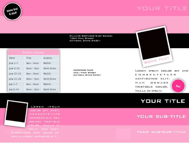 Trifold Pink and Black Brochure Outside