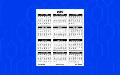 2026 Portrait Yearly Calendar Template for Numbers