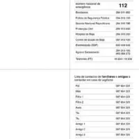 Urgent Telephone Contacts List (Spanish)