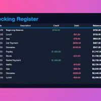Dark Theme Checking Register for Numbers