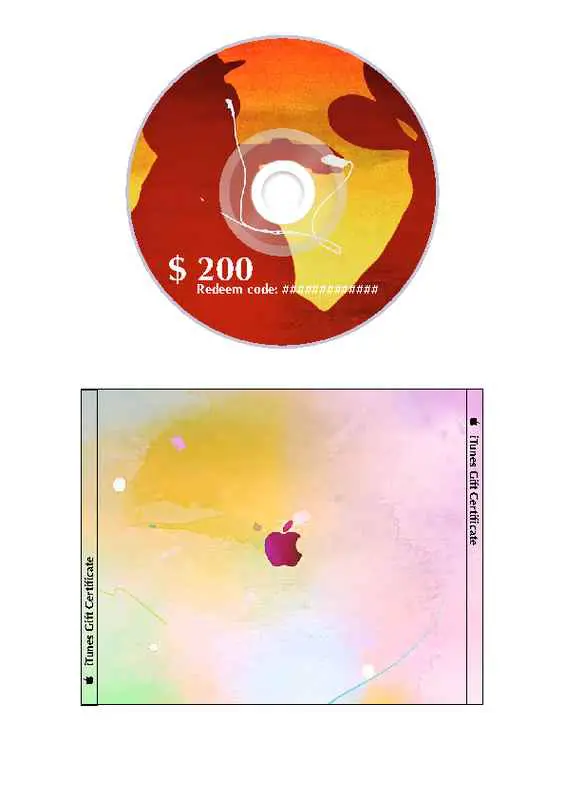 iTunes Gift Certificate for CD Case Design