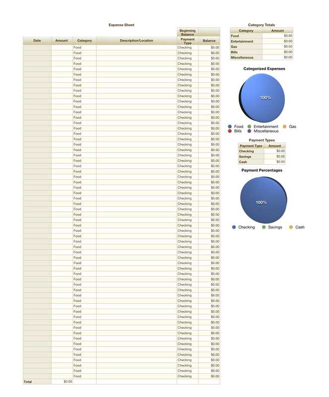 12-Month Expense Tracking Log with Expense Graphs for Numbers