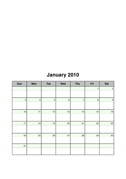 2010 Portrait Oriented Monthly Calendar Sheets IWorkCommunity