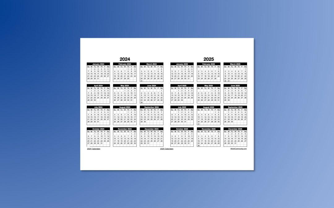 2024-2025 Two Year Yearly Calendar Template for Numbers