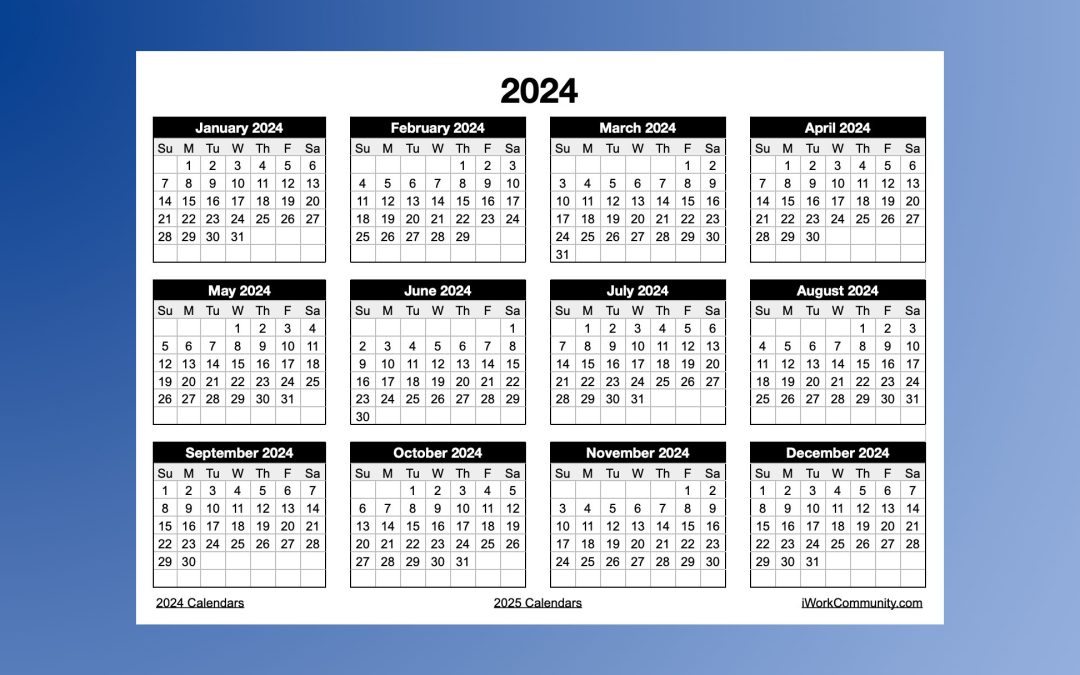 Landscape 2024 Yearly Calendar Template