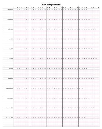 2024 Yearly Checklist Calendar