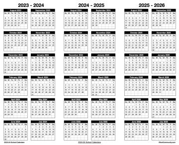 Landscape 2023-2026 Three Year School Calendar Template