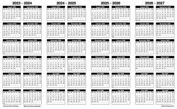 Landscape 2023-2027 Four Year School Calendar Template