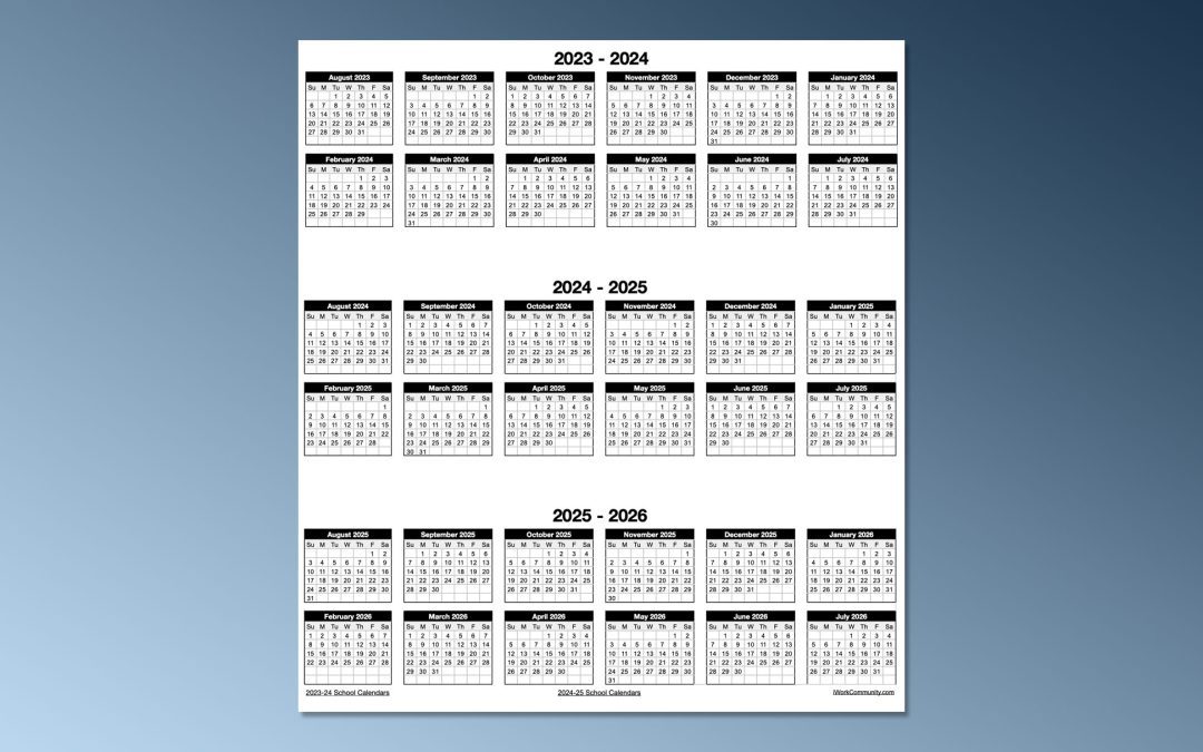 Portrait 2023-2026 Three Year School Calendar Template • iWorkCommunity