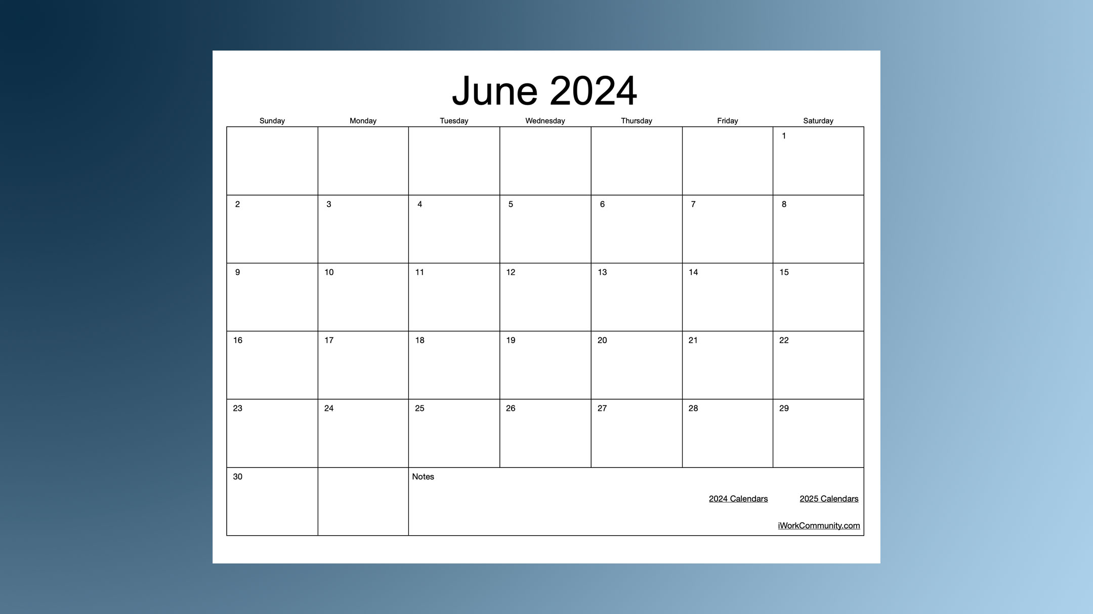 2024 Landscape Monthly Calendar Template