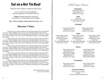 6-Page Play Program with Sponsor Information Donors Page