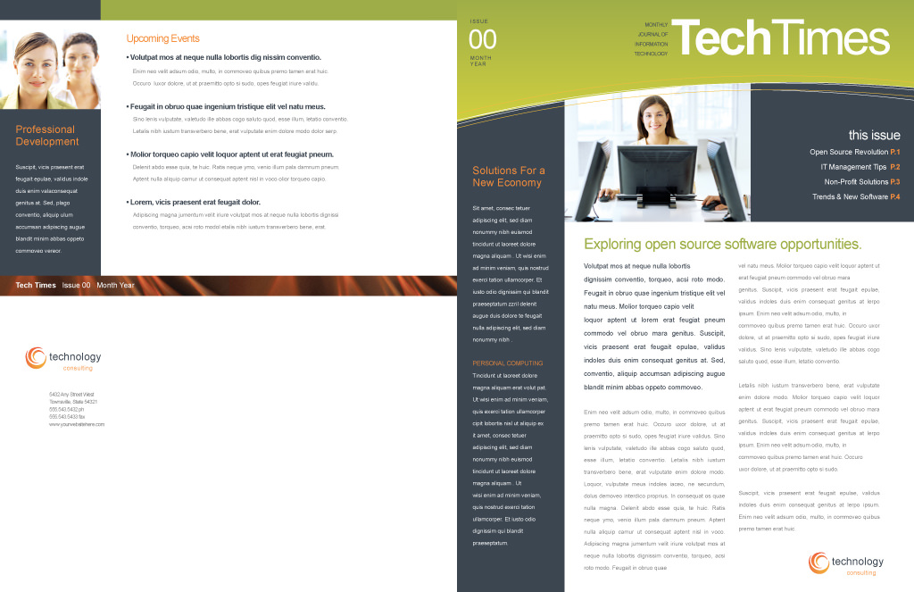 Bifold Business Brochure with Blue and Orange Accents