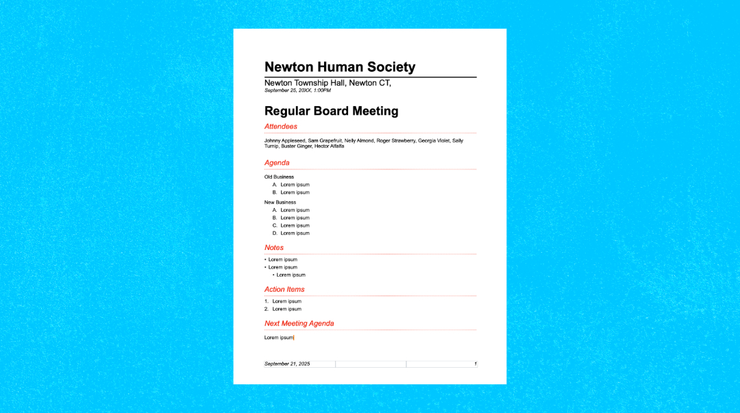 Bold Meeting Minutes Template for Pages