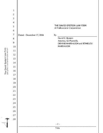 California Legal Transcript with 2 Cover Pages Page Two