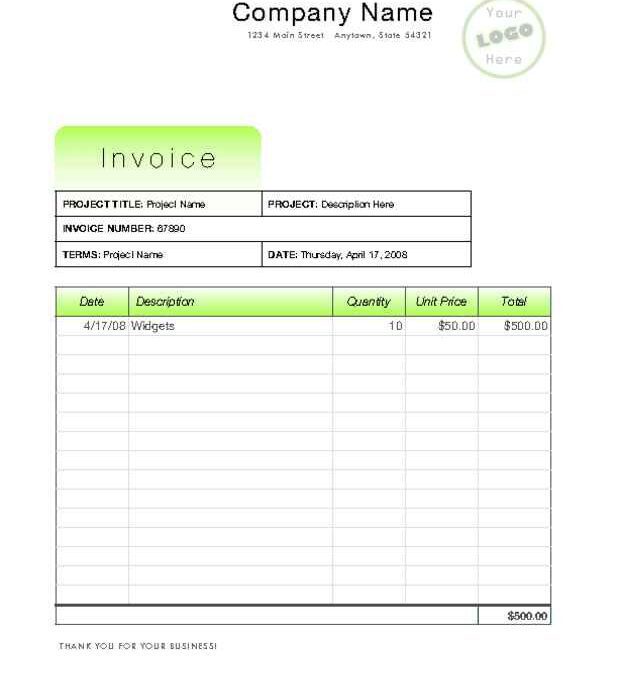 Company Invoice with Bright Green Accents