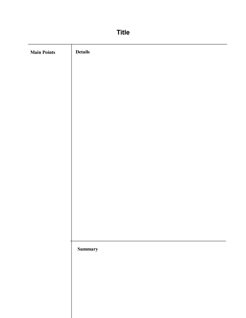Cornell Note Taking Outline