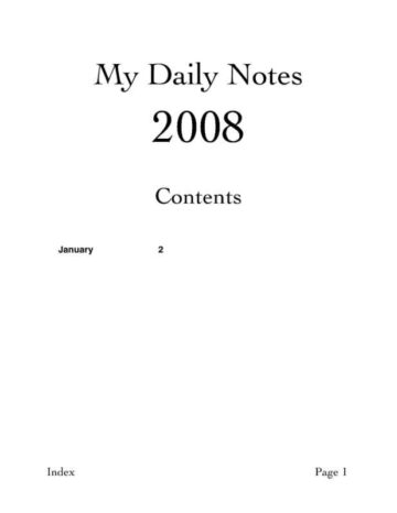 Daily Notes with Table of Contents Cover