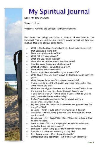 Daily Personal Spiritual Journal with Beach Accents Page One