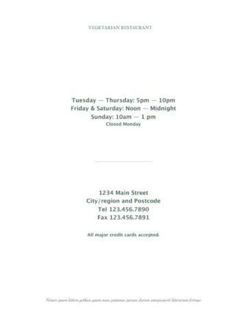 Green Daisy Accent Menu Opening Hours