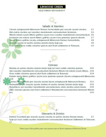 Green Daisy Accent Menu Page One
